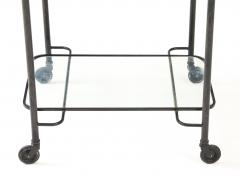 Mathieu Mat got Mathieu Mat got Metal Bar Cart Glass Lower Shelf Pleated Apron France 1956 - 4508934