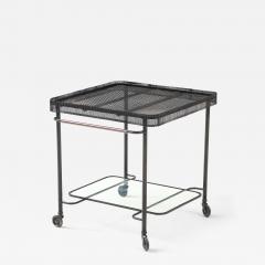 Mathieu Mat got Mathieu Mat got Metal Bar Cart Glass Lower Shelf Pleated Apron France 1956 - 4509579