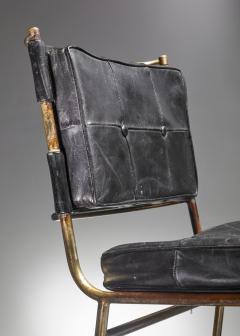 Mathieu Mat got Mathieu Mat got Rare Chair with Brass Frame and Leather Cushions France - 1114635