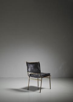 Mathieu Mat got Mathieu Mat got Rare Chair with Brass Frame and Leather Cushions France - 1114637