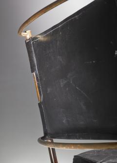 Mathieu Mat got Mathieu Mat got Rare Chair with Brass Frame and Leather Cushions France - 1114638