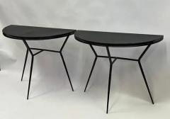 Mathieu Mat got Pair of French Midcentury Modern Perforated Metal Consoles Attr Mathieu Mategot - 4111436