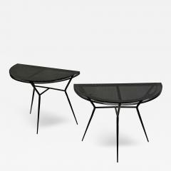 Mathieu Mat got Pair of French Midcentury Modern Perforated Metal Consoles Attr Mathieu Mategot - 4115216