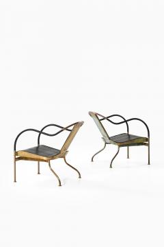 Mats Theselius Set of 2 el Rey Easy Chairs in Brass and Leather by Mats Theselius 1999 - 4549664