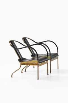Mats Theselius Set of 2 el Rey Easy Chairs in Brass and Leather by Mats Theselius 1999 - 4549676