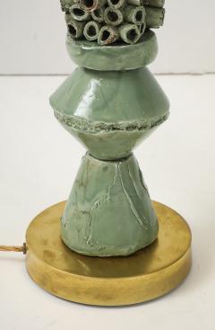Matteo Giampaglia Sculptural Green Ceramic Sfere and Tubi with Brass Lamps by Matteo Giampaglia - 4292472