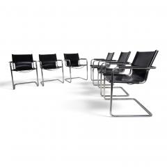Matteo Grassi Matteo Grassi Set of 6 Visitor Chairs Leather Chrome Dining Chairs 1970 - 4790405