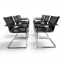 Matteo Grassi Matteo Grassi Set of 6 Visitor Chairs Leather Chrome Dining Chairs 1970 - 4790407