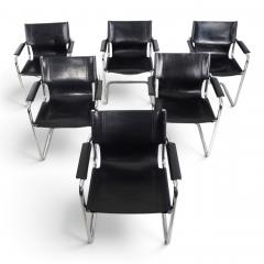 Matteo Grassi Matteo Grassi Set of 6 Visitor Chairs Leather Chrome Dining Chairs 1970 - 4790408