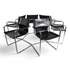 Matteo Grassi Matteo Grassi Set of 6 Visitor Chairs Leather Chrome Dining Chairs 1970 - 4790409
