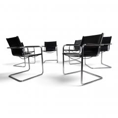 Matteo Grassi Matteo Grassi Set of 6 Visitor Chairs Leather Chrome Dining Chairs 1970 - 4790411