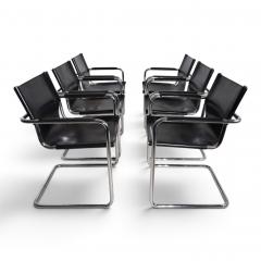 Matteo Grassi Matteo Grassi Set of 6 Visitor Chairs Leather Chrome Dining Chairs 1970 - 4790413