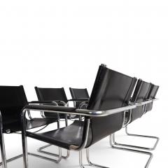 Matteo Grassi Matteo Grassi Set of 6 Visitor Chairs Leather Chrome Dining Chairs 1970 - 4790414