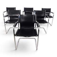 Matteo Grassi Matteo Grassi Set of 6 Visitor Chairs Leather Chrome Dining Chairs 1970 - 4790415