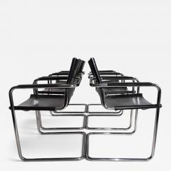 Matteo Grassi Matteo Grassi Set of 6 Visitor Chairs Leather Chrome Dining Chairs 1970 - 4790533
