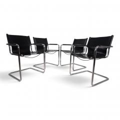 Matteo Grassi Matteo Grassi Visitor Chair Set of 4 Leather Chrome Cantilever Chairs 1970 - 4750204