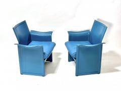 Matteo Grassi Pair Leather Lounge Chairs by Tito Agnoli Italy 1980 - 3153100