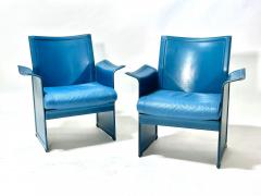 Matteo Grassi Pair Leather Lounge Chairs by Tito Agnoli Italy 1980 - 3153101
