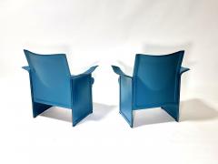 Matteo Grassi Pair Leather Lounge Chairs by Tito Agnoli Italy 1980 - 3153102