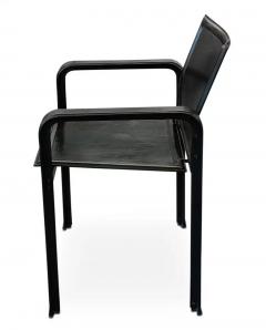 Matteo Grassi Signed Matteo Grassi Set of Six Black Leather Chairs 2 Armchairs 4 Side Chairs - 3020216