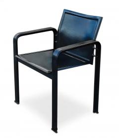 Matteo Grassi Signed Matteo Grassi Set of Six Black Leather Chairs 2 Armchairs 4 Side Chairs - 3020219