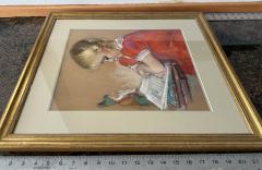Maud Tousey Fangel Blond Child in Red Dress Reading Snow White to Elf Fairy Tale - 4253340