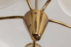 Mauri Almari 1950s Mauri Almari Five Glass Brass Chandelier for Itsu Finland - 688861