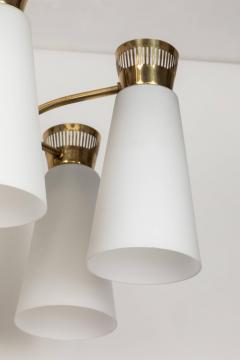 Mauri Almari 1950s Mauri Almari Five Glass Brass Chandelier for Itsu Finland - 688863