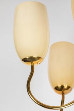 Mauri Almari 1950s Mauri Almari Five Glass Brass Chandelier for Itsu Finland - 1045399