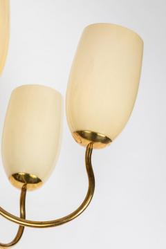 Mauri Almari 1950s Mauri Almari Five Glass Brass Chandelier for Itsu Finland - 1045403