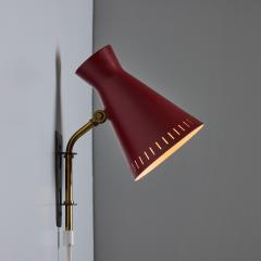 Mauri Almari 1950s Perforated Red Diabolo Plug In Wall Lamp Attributed to Mauri Almari - 4052214