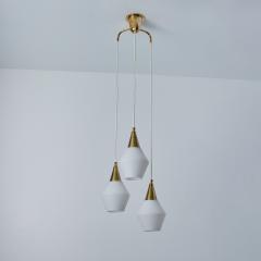 Mauri Almari 1960s Opaline Glass and Brass Chandelier Attributed to Mauri Almari for Idman - 3162862