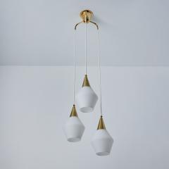 Mauri Almari 1960s Opaline Glass and Brass Chandelier Attributed to Mauri Almari for Idman - 3162868