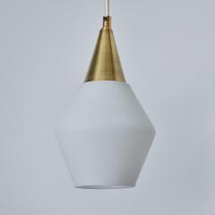 Mauri Almari 1960s Opaline Glass and Brass Pendant Attributed to Mauri Almari for Idman - 3609918