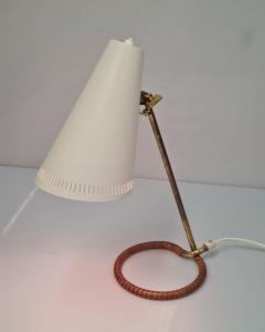 Mauri Almari Mauri Almari Table Lamp Model K11 15 in White Brass Leather Idman 1950s - 3944101