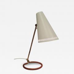 Mauri Almari Mauri Almari Table Lamp Model K11 15 in White Brass Leather Idman 1950s - 3946073