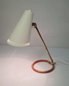 Mauri Almari Mauri Almari Table Lamp Model K11 15 in White Brass Leather Idman 1950s - 3944108