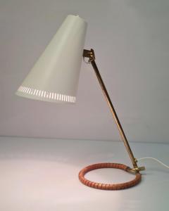 Mauri Almari Mauri Almari Table Lamp Model K11 15 in White Brass Leather Idman 1950s - 3944110