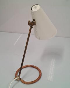 Mauri Almari Mauri Almari Table Lamp Model K11 15 in White Brass Leather Idman 1950s - 3944118