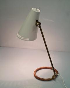 Mauri Almari Mauri Almari Table Lamp Model K11 15 in White Brass Leather Idman 1950s - 3944120