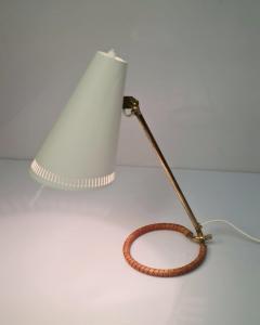 Mauri Almari Mauri Almari Table Lamp Model K11 15 in White Brass Leather Idman 1950s - 3944121