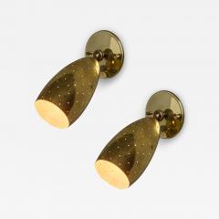 Mauri Almari Pair of 1950s Mauri Almari Perforated Brass Sconces for Itsu - 3923121