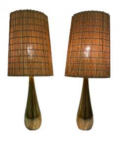 Mauri Almari Pair of Mauri Almari Cast Brass Drop Table Lamps Model 61046 Idman 1950s - 3932599