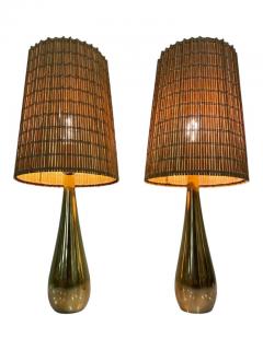 Mauri Almari Pair of Mauri Almari Cast Brass Drop Table Lamps Model 61046 Idman 1950s - 3932600