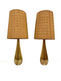 Mauri Almari Pair of Mauri Almari Cast Brass Drop Table Lamps Model 61046 Idman 1950s - 3932603