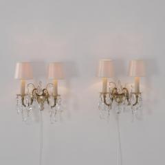 Mauri Almari Pair of Vintage Classic Crystal Wall Lamps K8 14 Mauri Almari Idman 1950s - 4616213
