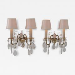 Mauri Almari Pair of Vintage Classic Crystal Wall Lamps K8 14 Mauri Almari Idman 1950s - 4616463