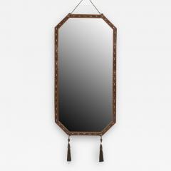 Maurice Dufr ne French Art Deco Mahogany Horizontal 8 Sided Narrow Wall Mirror - 471945