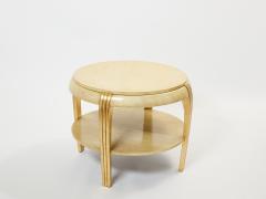 Maurice Dufr ne Gilded wood and parchment center table attr Maurice Dufr ne 1930s - 2945871