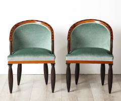 Maurice Dufr ne Important Set of 8 Art Deco Barrel Back Chairs Maurice Dufrene - 3429141